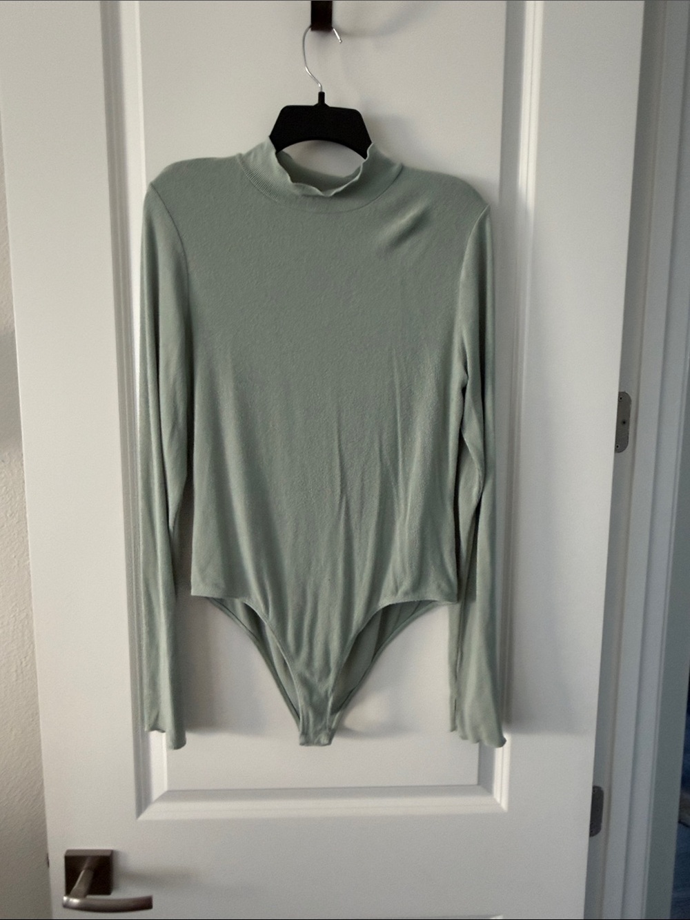 Free People Long Sleeve Sage Green Mock Neck Bodysuit